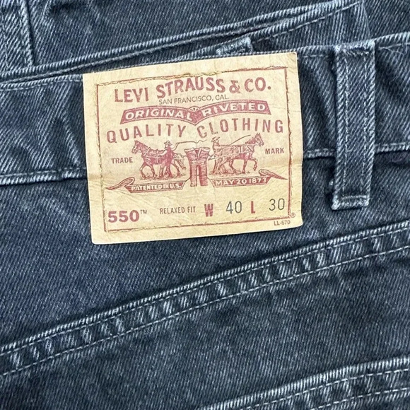 Vtg Levis 550 Black Charcoal Relaxed Fit 40 x 30 Made In USA - Picture 9 of 9